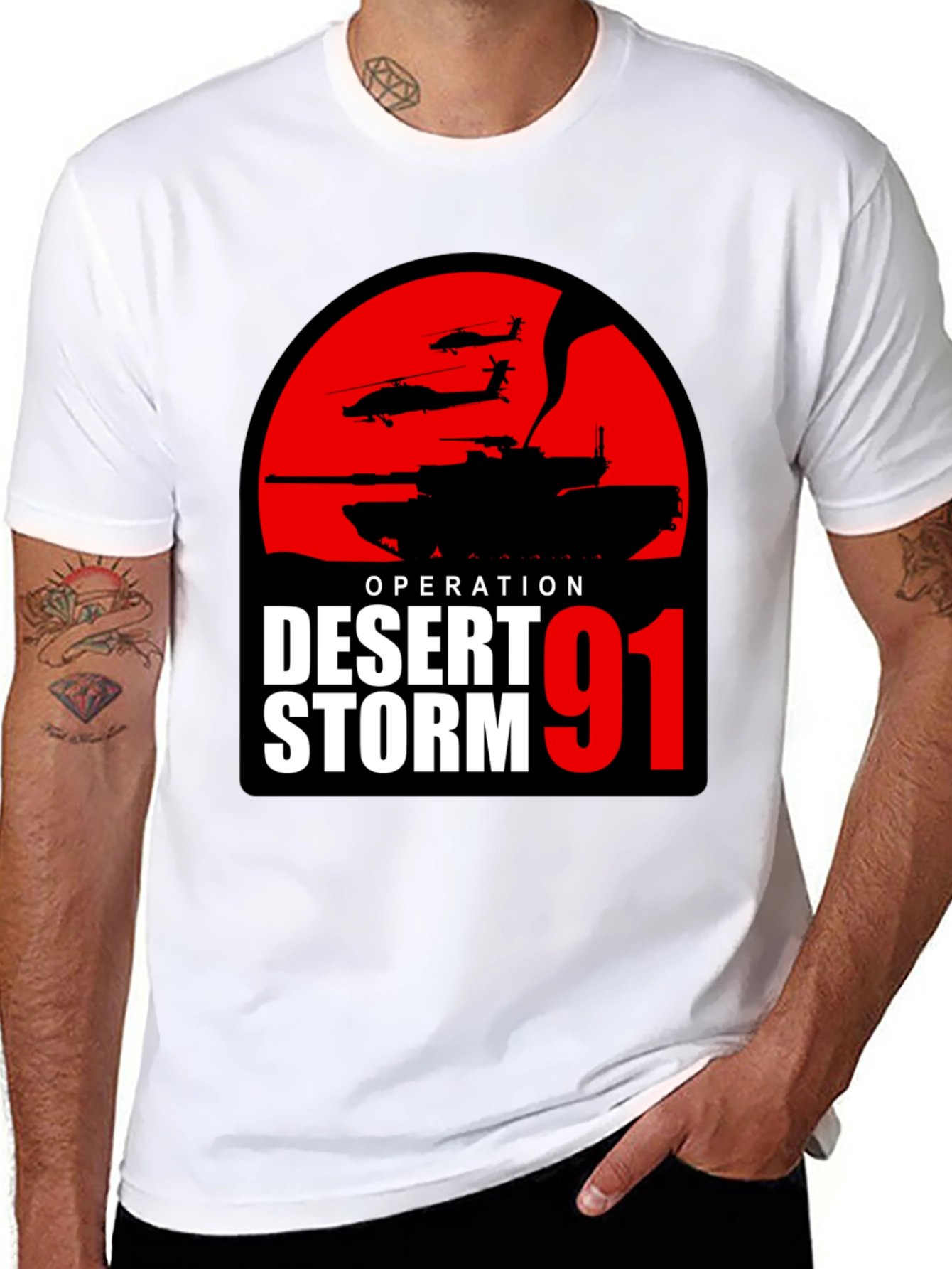 Operation Desert Storm 91 T-Shirt Military Tank Design