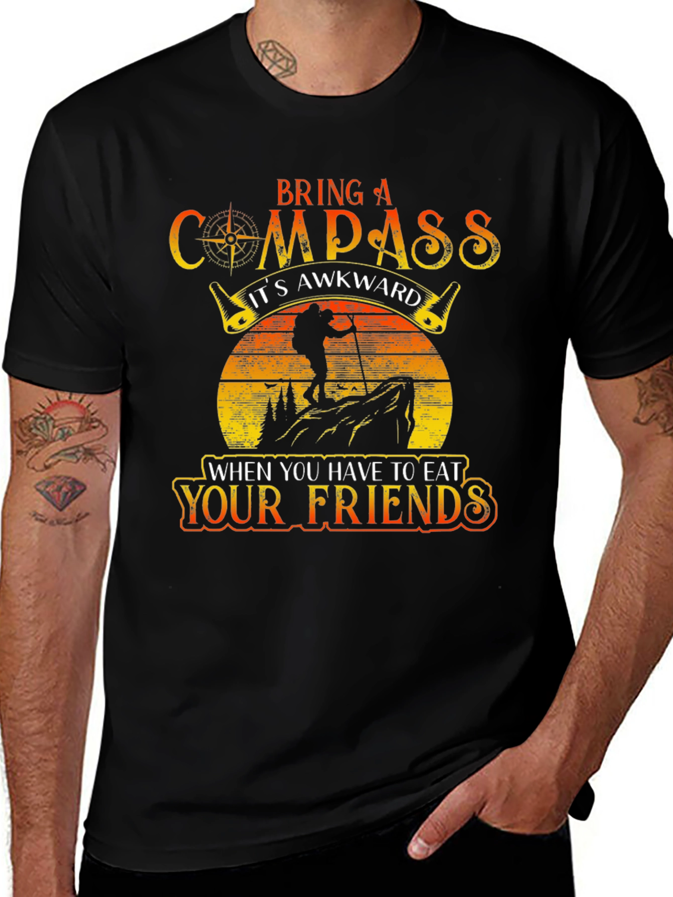 Compass Eat Your Friends Black Graphic Tee