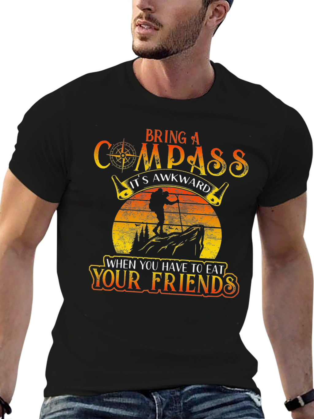 Compass Eat Your Friends Black Graphic Tee