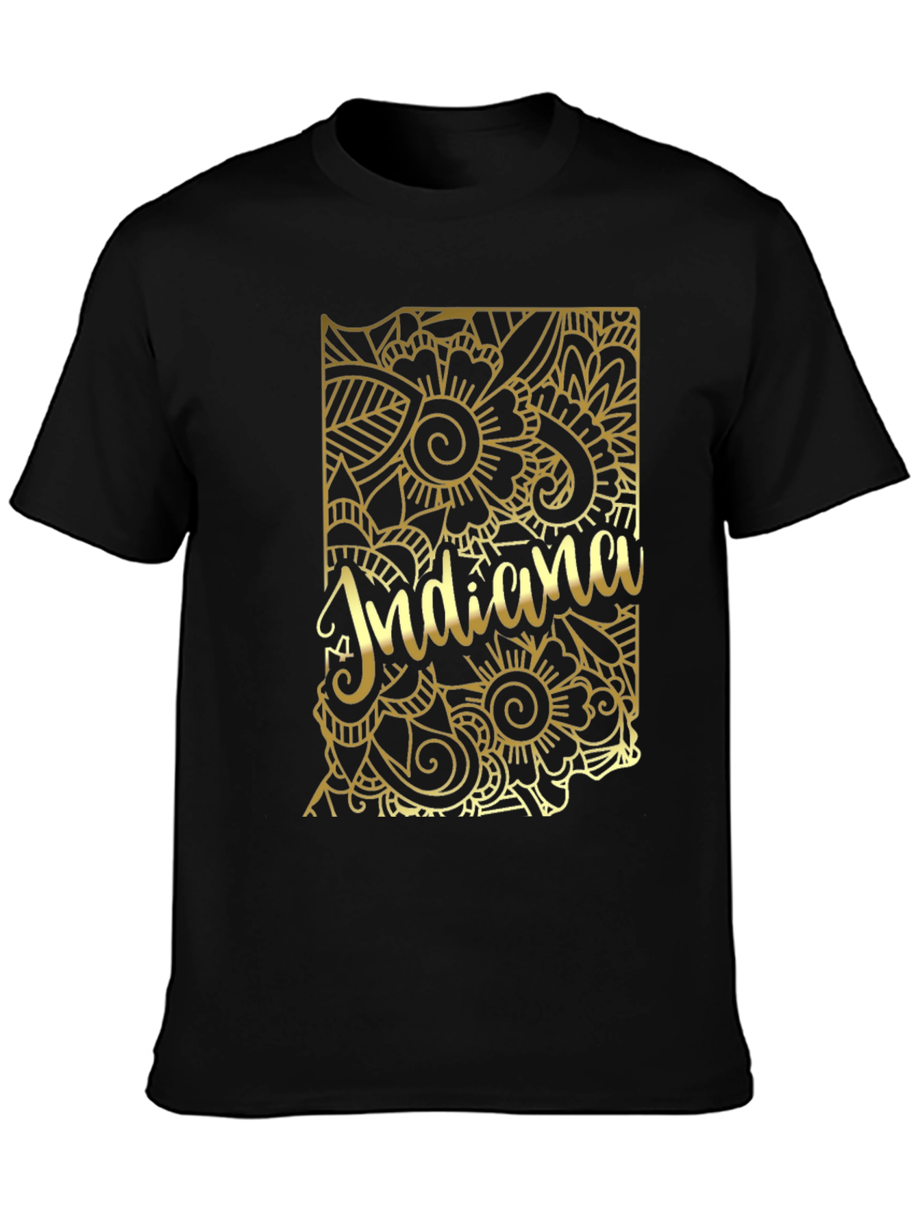 Indiana State Gold Floral T-Shirt