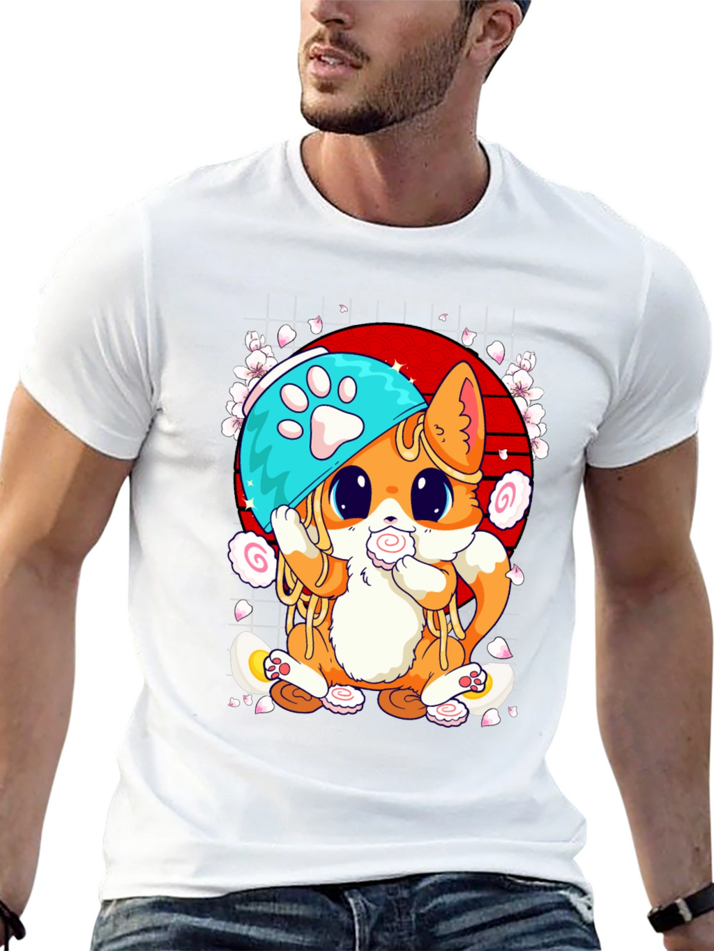 Cute Ramen Cat Graphic Tee
