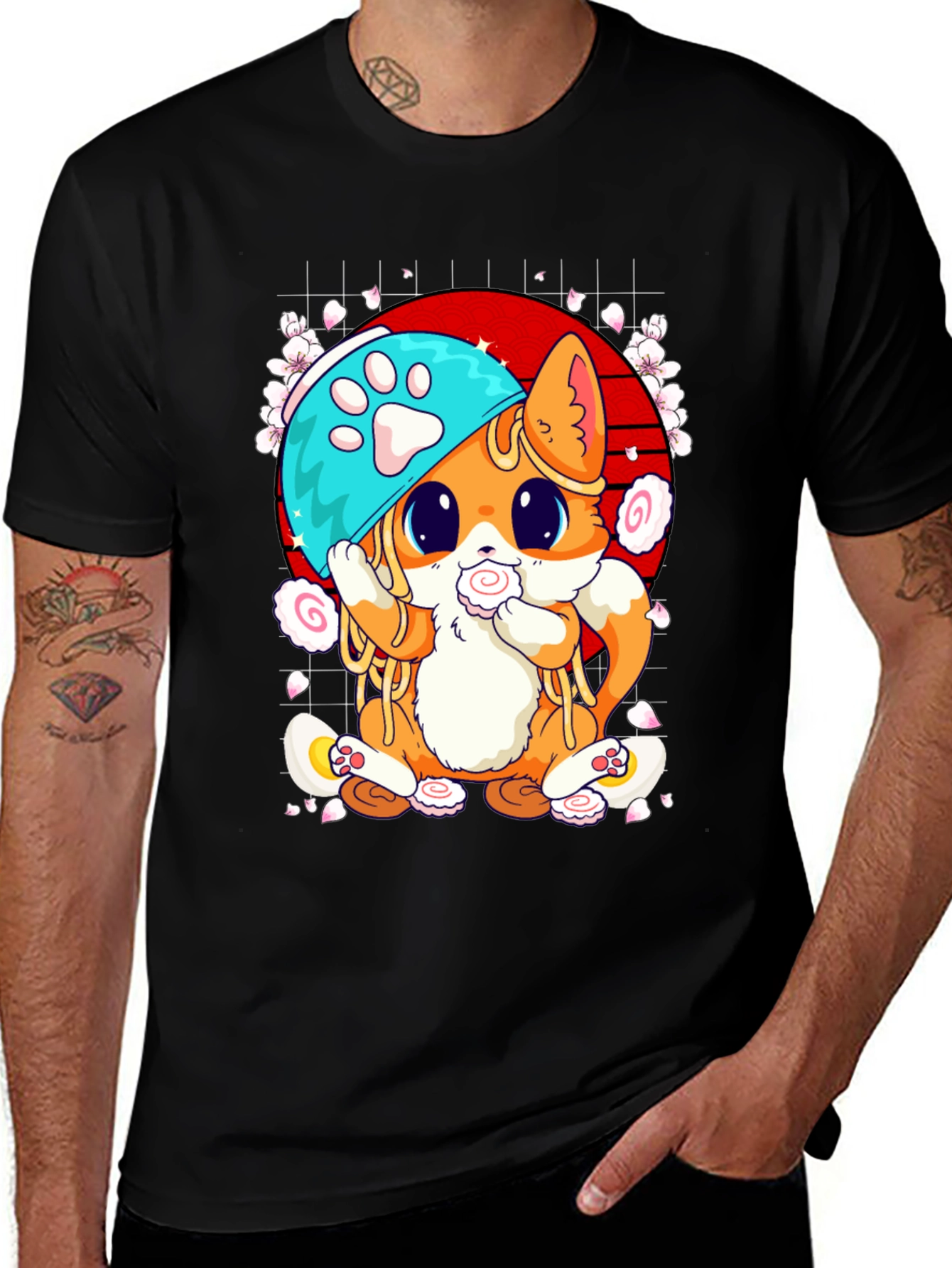 Cute Ramen Cat Graphic Tee