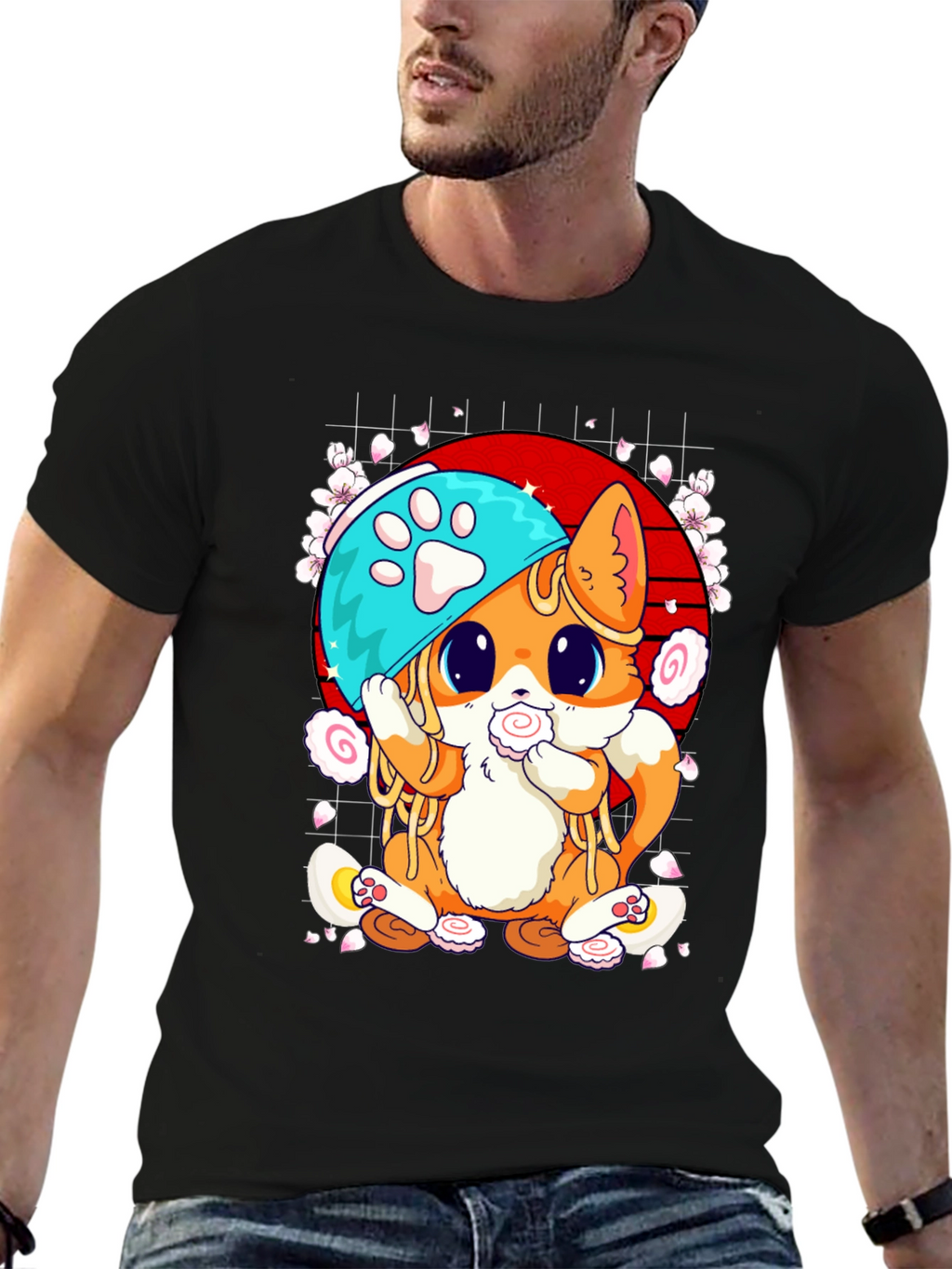 Cute Ramen Cat Graphic Tee
