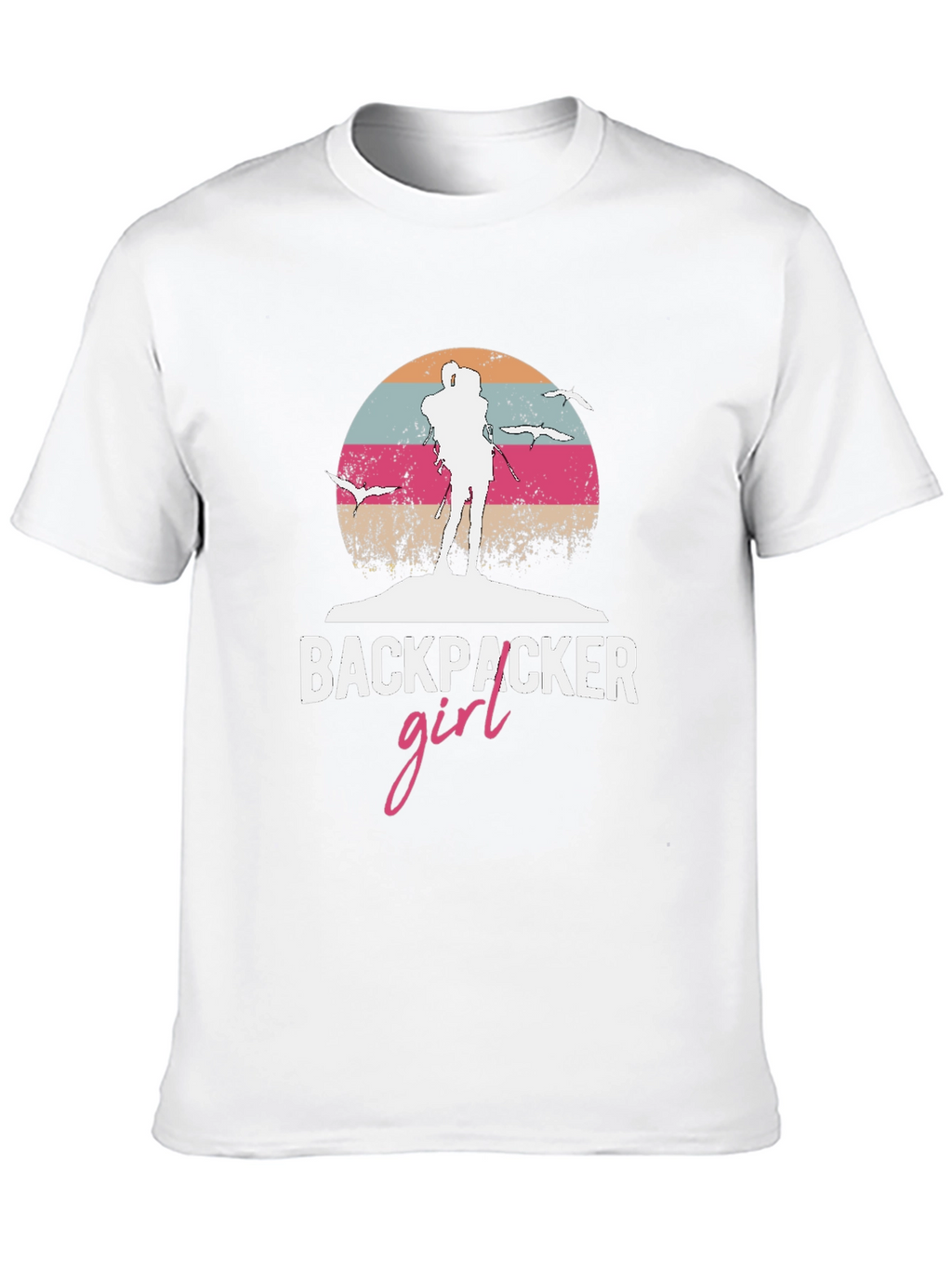 Backpacker Girl Retro T-Shirt - Adventure Ready!