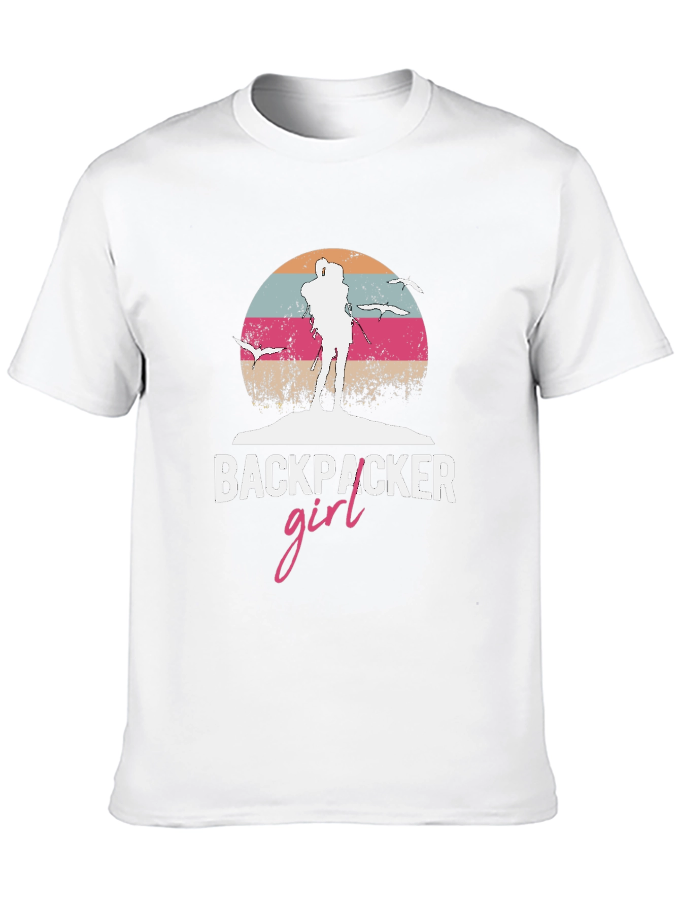 Backpacker Girl Retro T-Shirt - Adventure Ready!