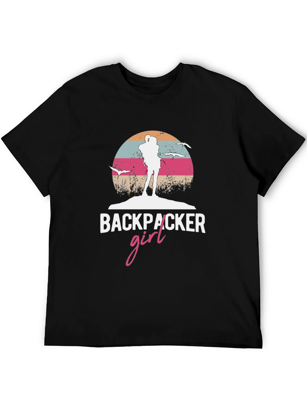 Backpacker Girl Retro T-Shirt - Adventure Ready!