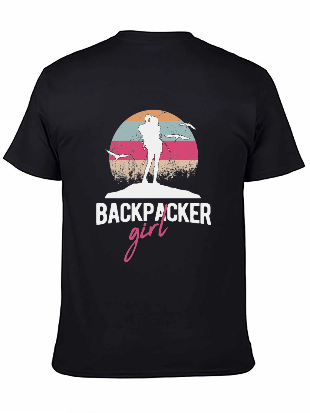 Backpacker Girl Retro T-Shirt - Adventure Ready!