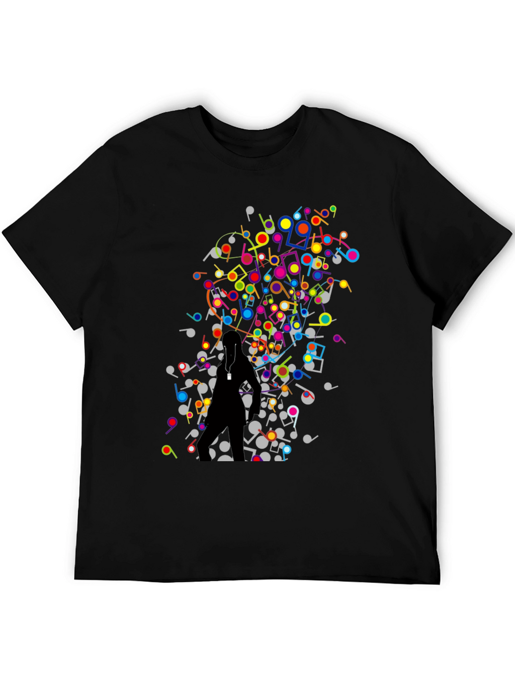 Musical Notes Graphic Black T-Shirt