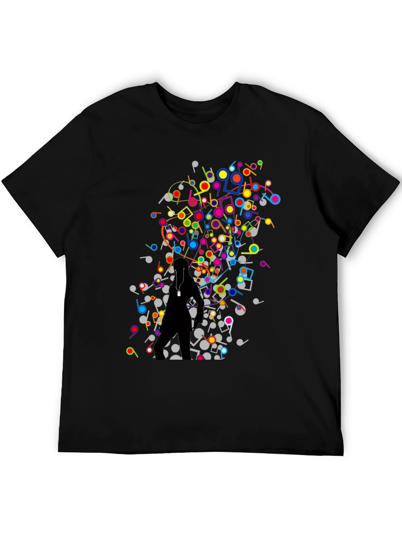 Musical Notes Graphic Black T-Shirt