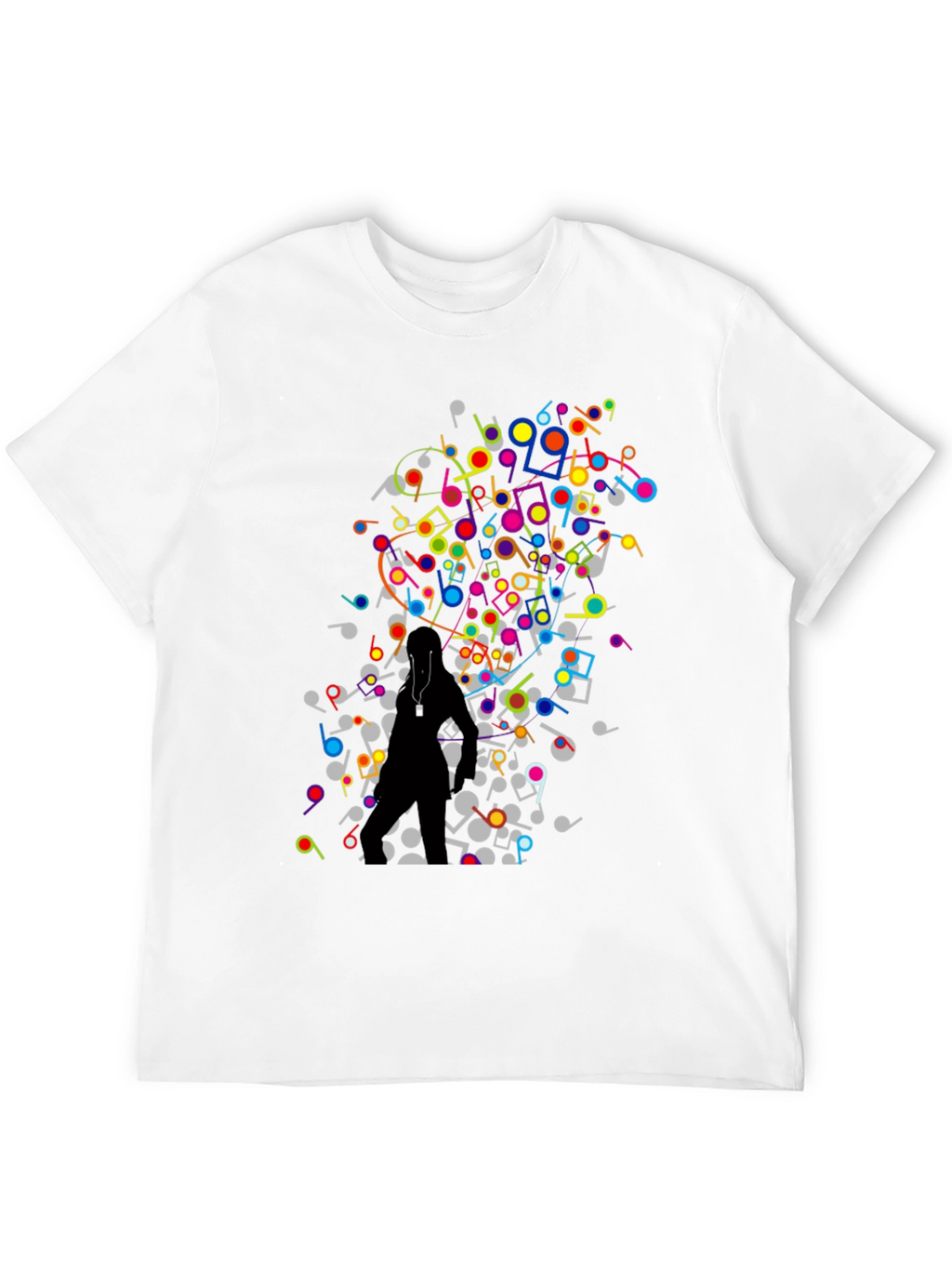 Musical Notes Graphic Black T-Shirt