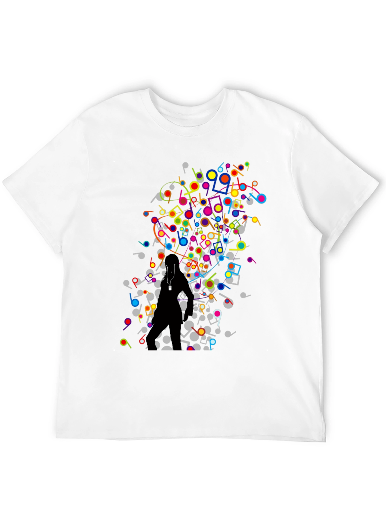 Musical Notes Graphic Black T-Shirt