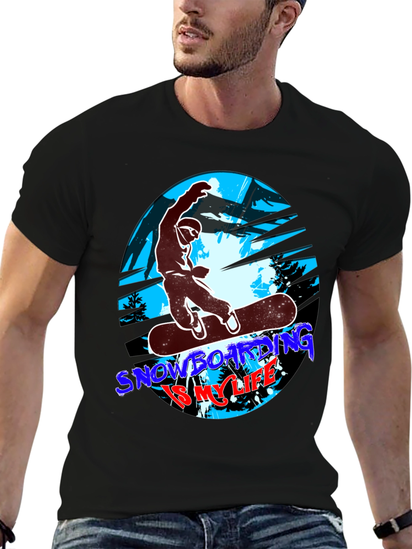 Snowboarding Is My Life T-Shirt - Black
