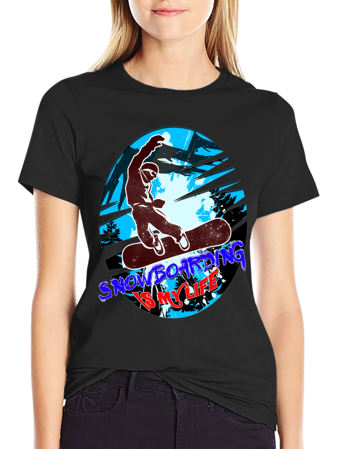 Snowboarding Is My Life T-Shirt - Black