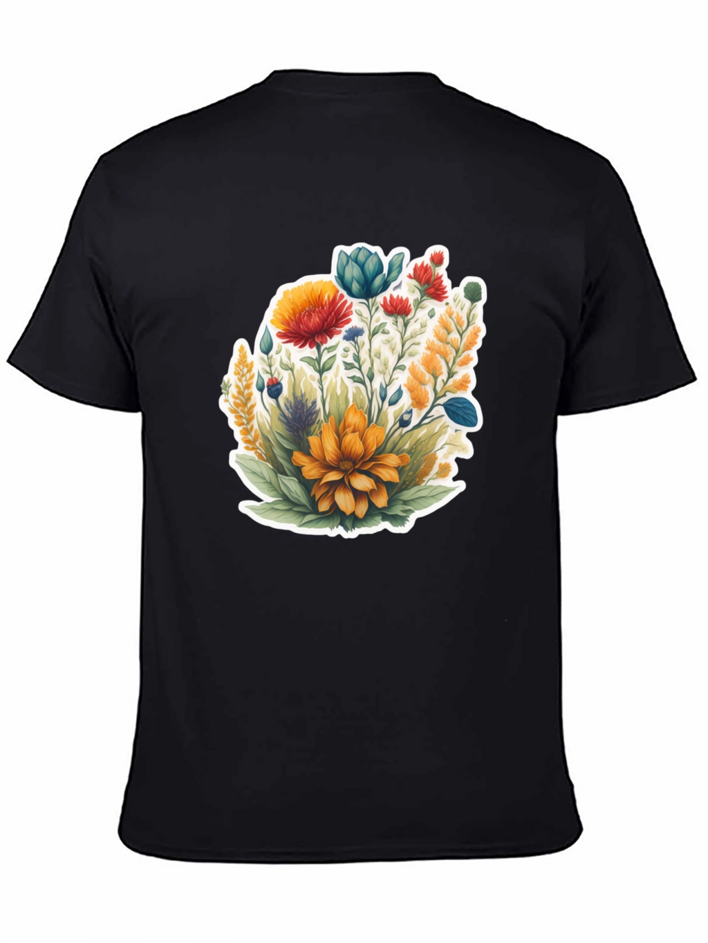 Floral Graphic Black Tee