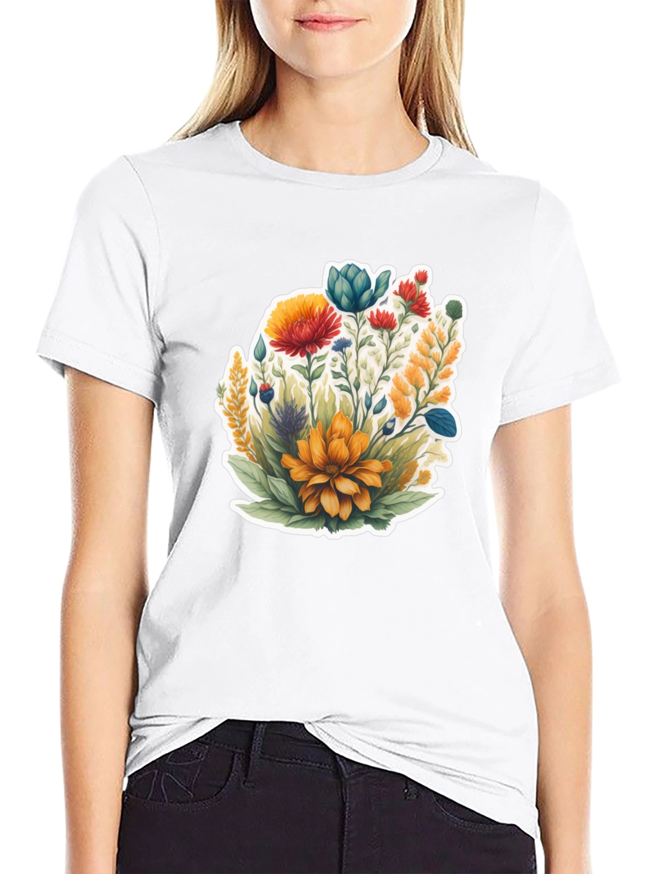 Floral Graphic Black Tee