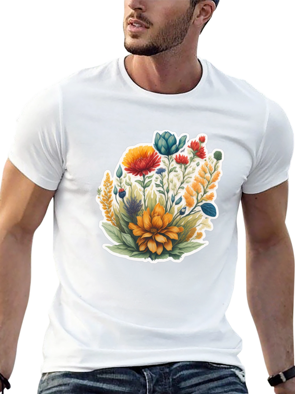 Floral Graphic Black Tee