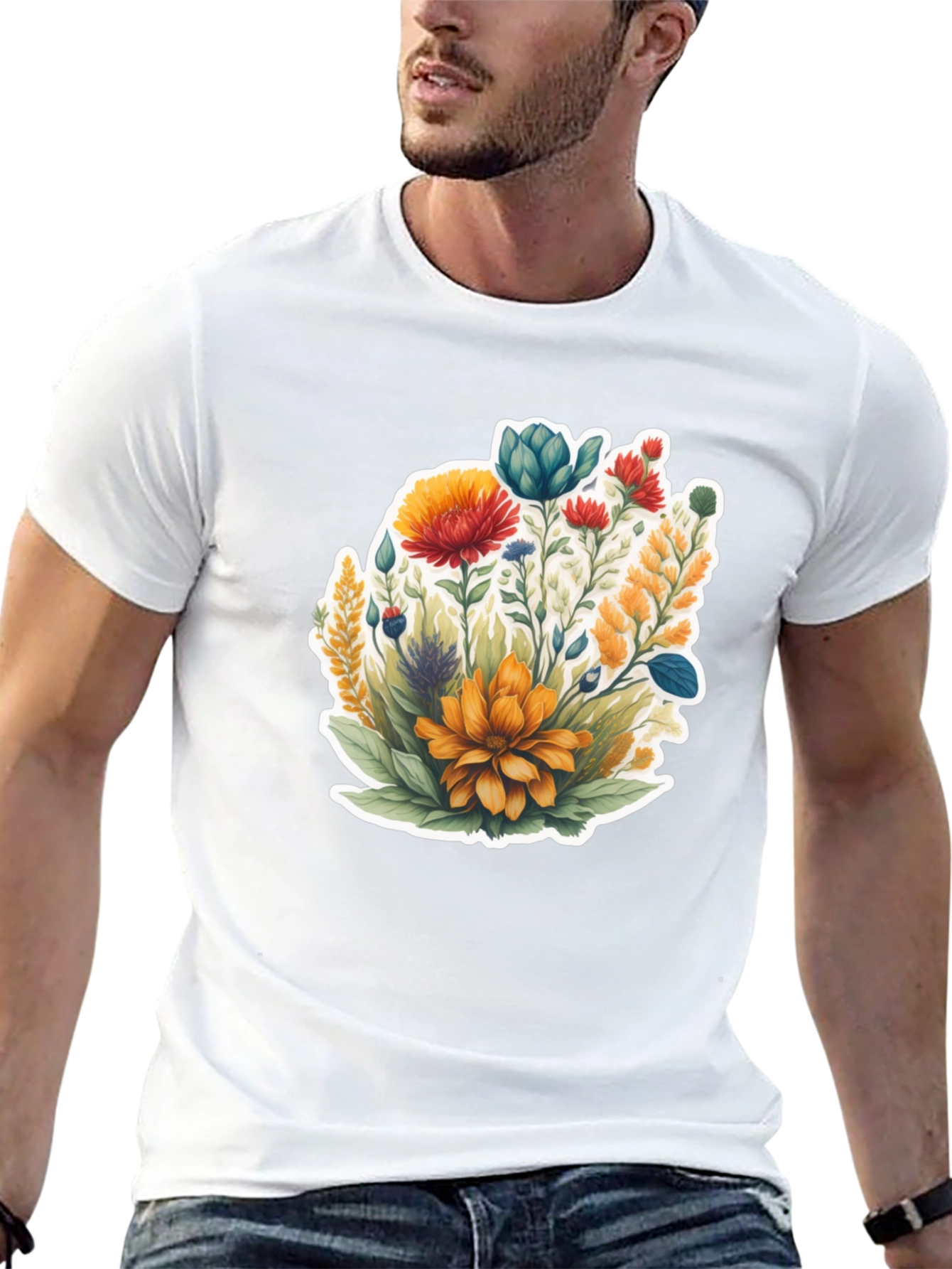 Floral Graphic Black Tee