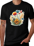 Floral Graphic Black Tee
