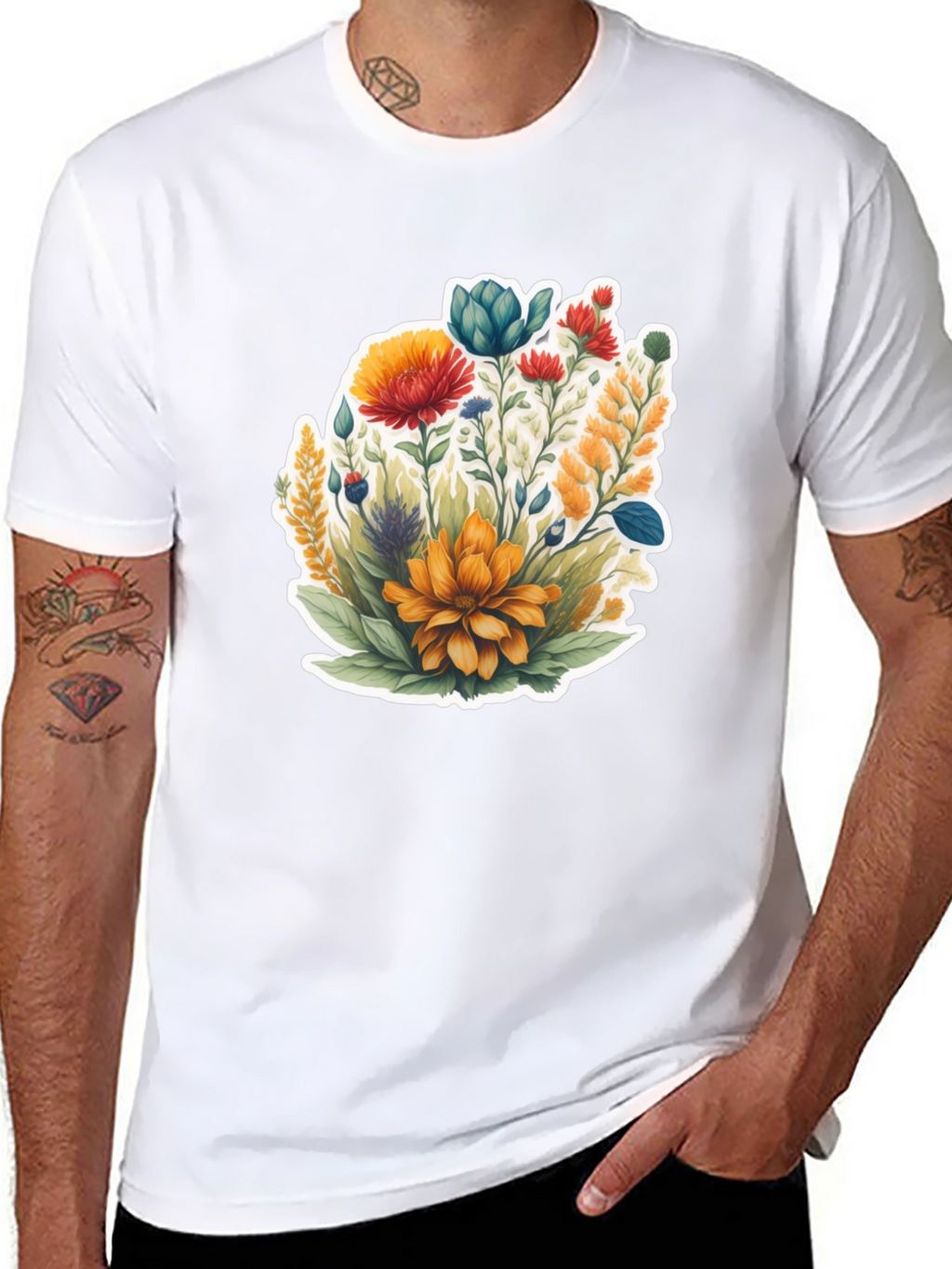 Floral Graphic Black Tee