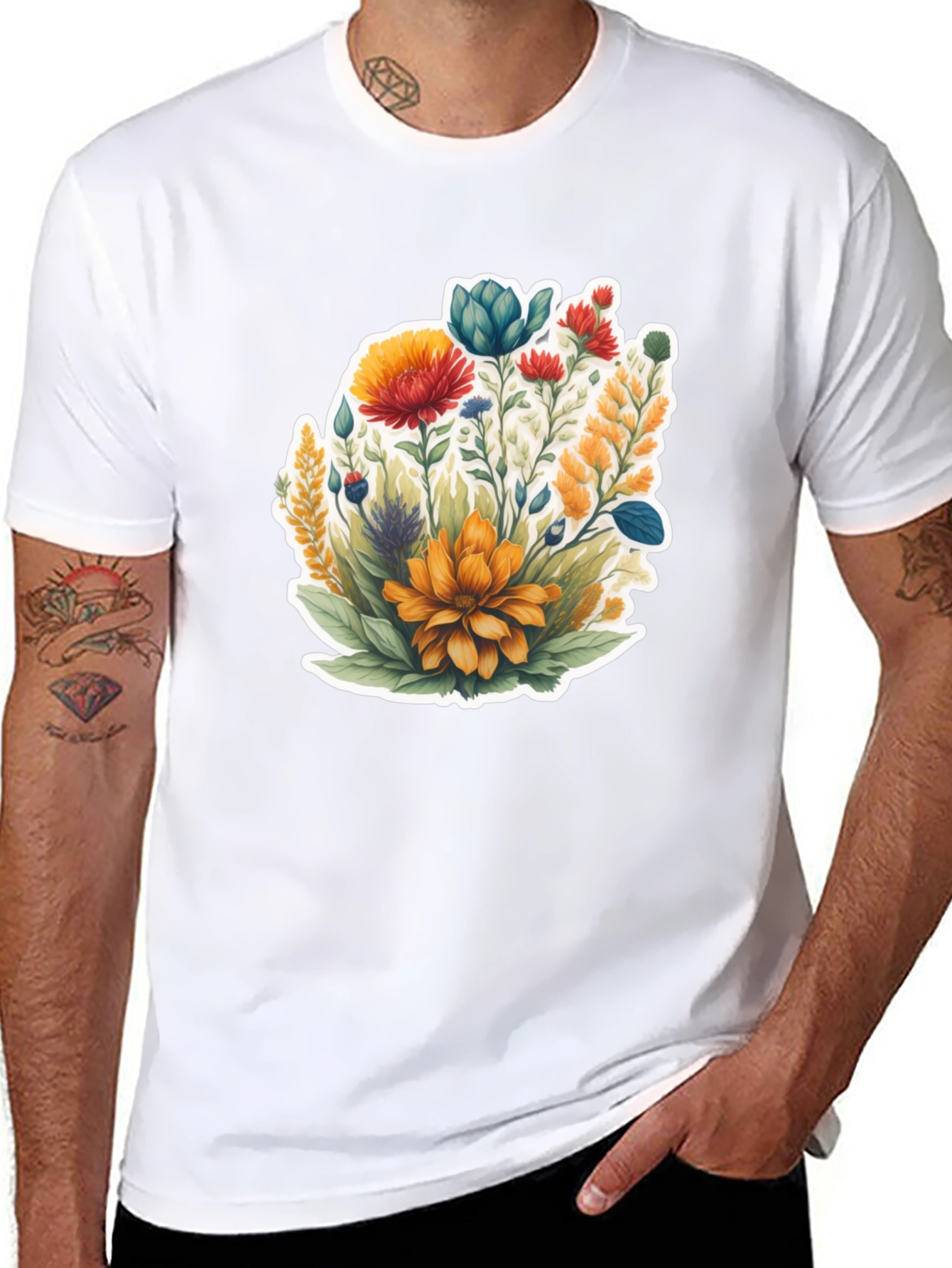Floral Graphic Black Tee