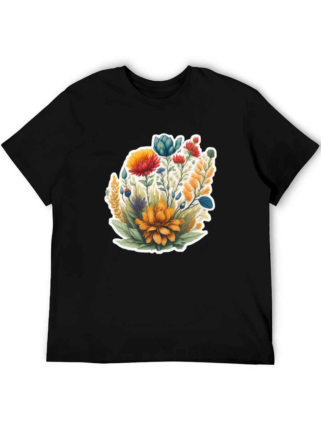 Floral Graphic Black Tee
