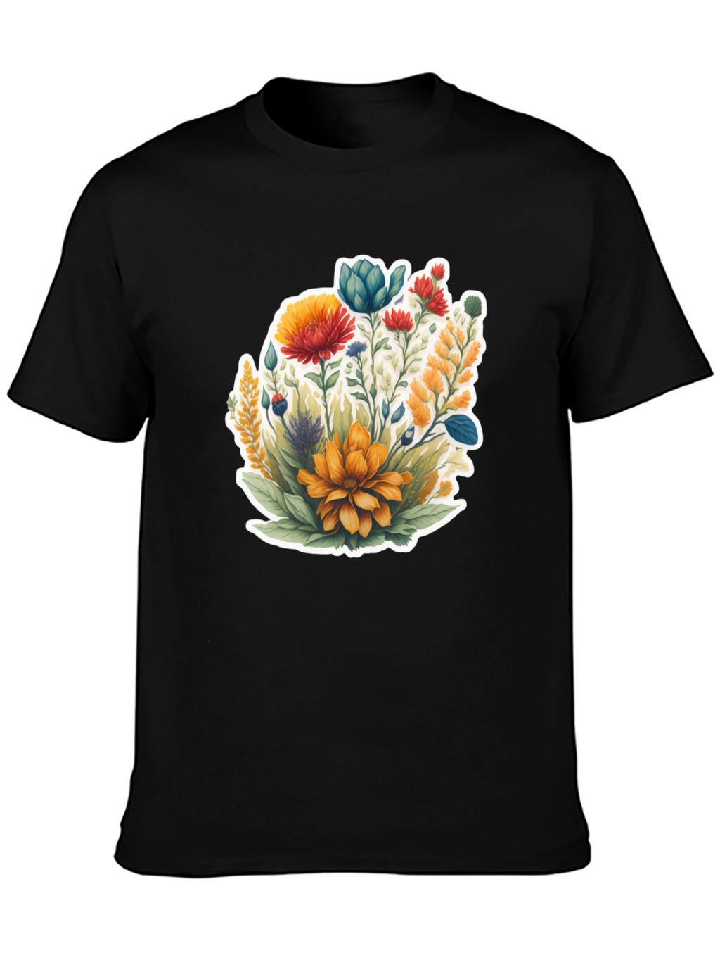 Floral Graphic Black Tee