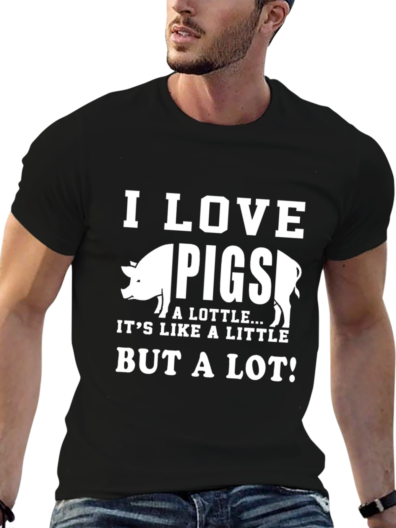 I Love Pigs T-Shirt - Mens Black Graphic Tee