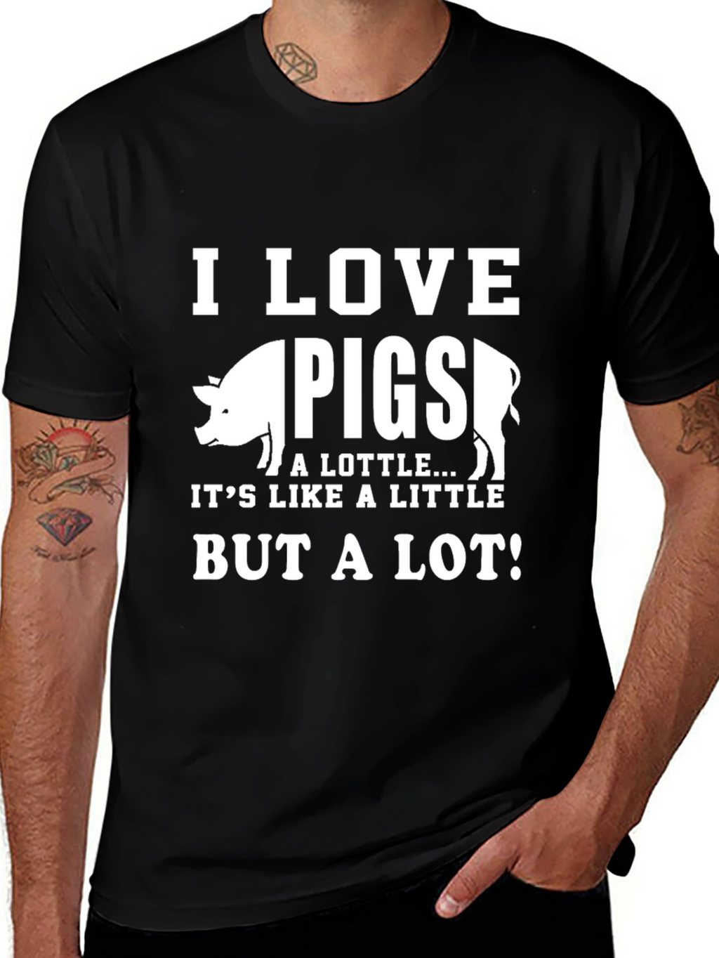 I Love Pigs T-Shirt - Mens Black Graphic Tee