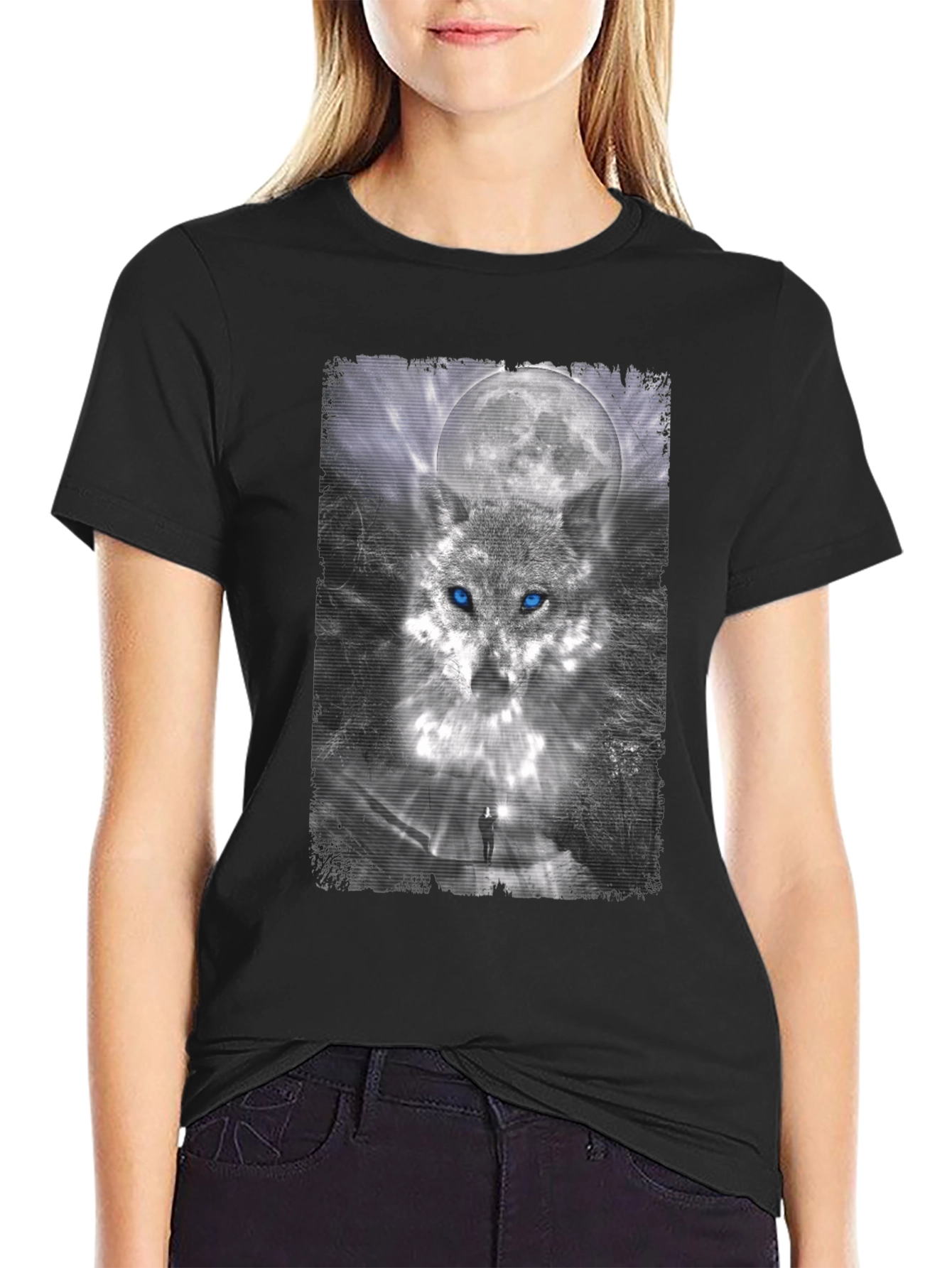 Wolf Moon Graphic Tee - Stylish Black T-Shirt