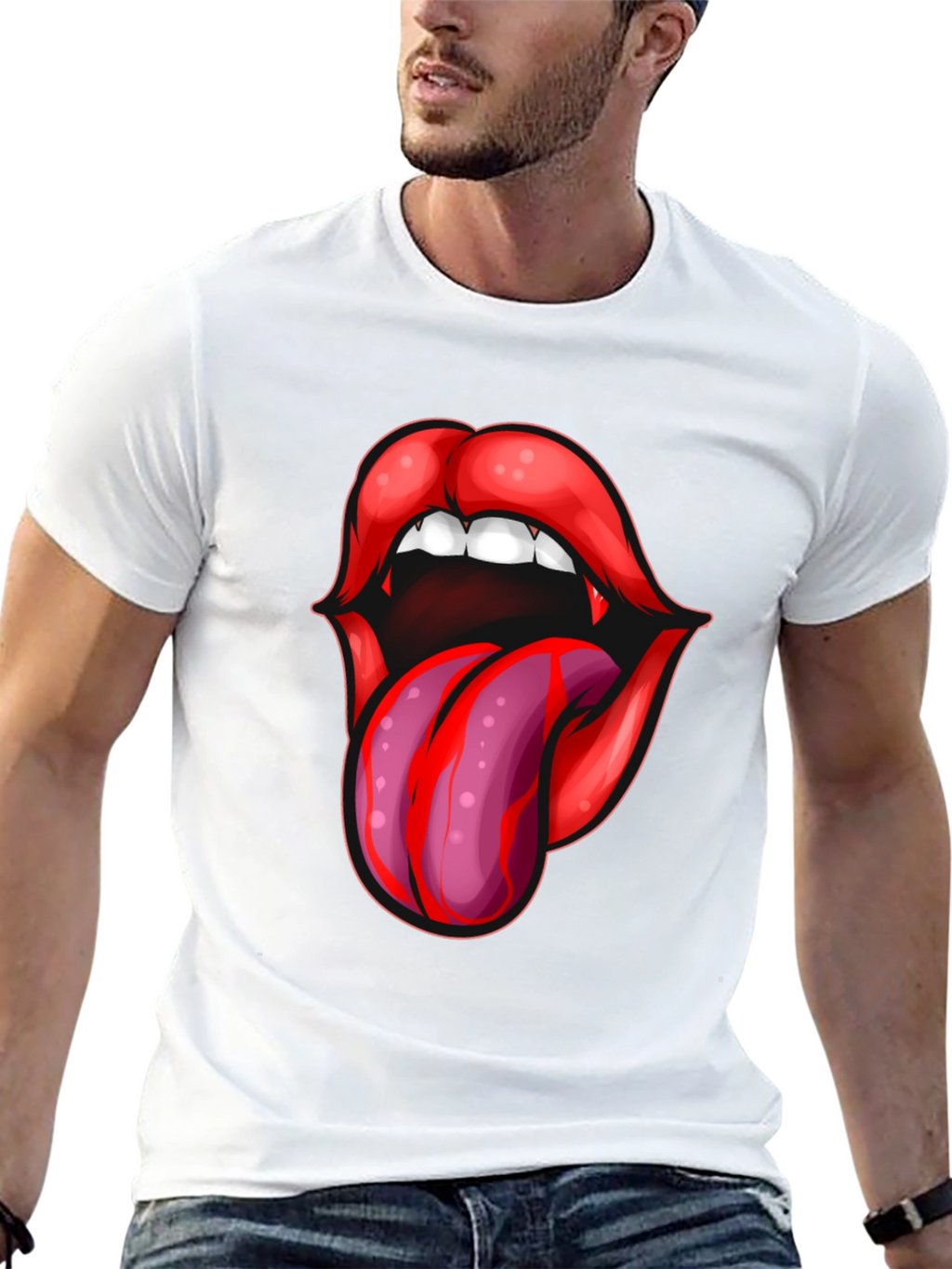 Vampire Lips Tongue Graphic T-Shirt