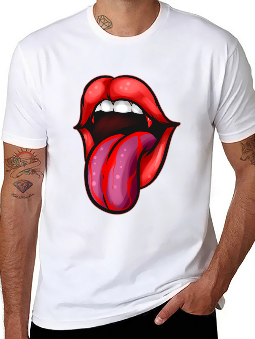 Vampire Lips Tongue Graphic T-Shirt