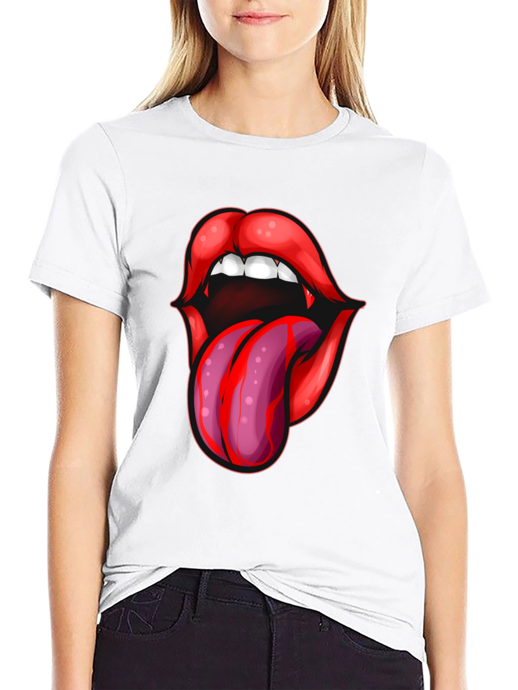 Vampire Lips Tongue Graphic T-Shirt