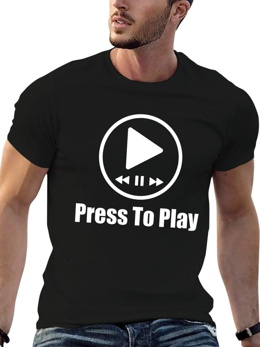 Press To Play Graphic T-Shirt - Black