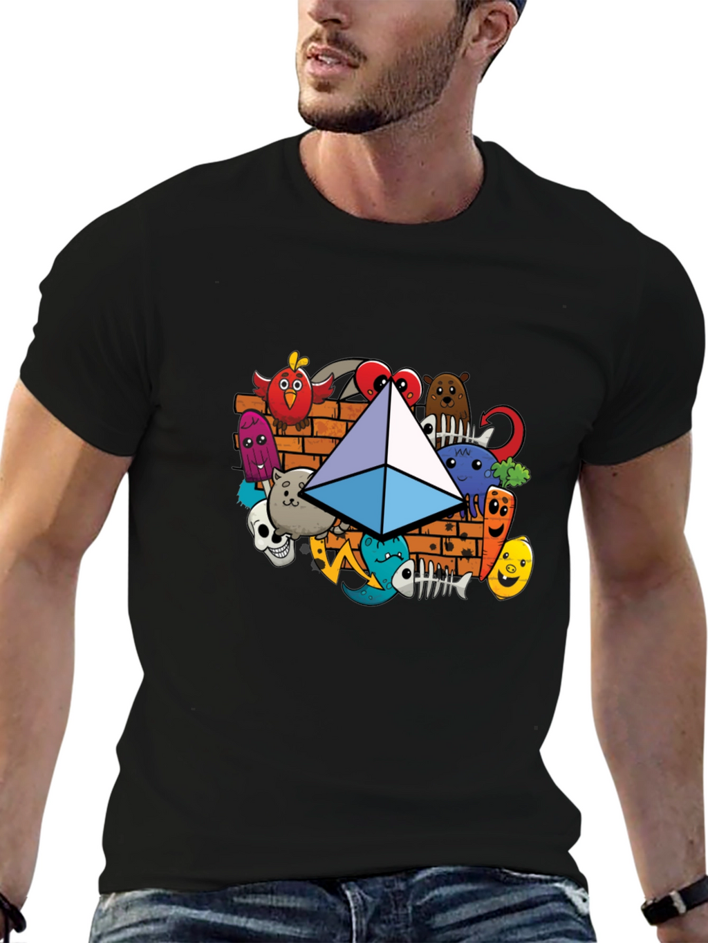 Ethereum Doodle Mens Black T-Shirt