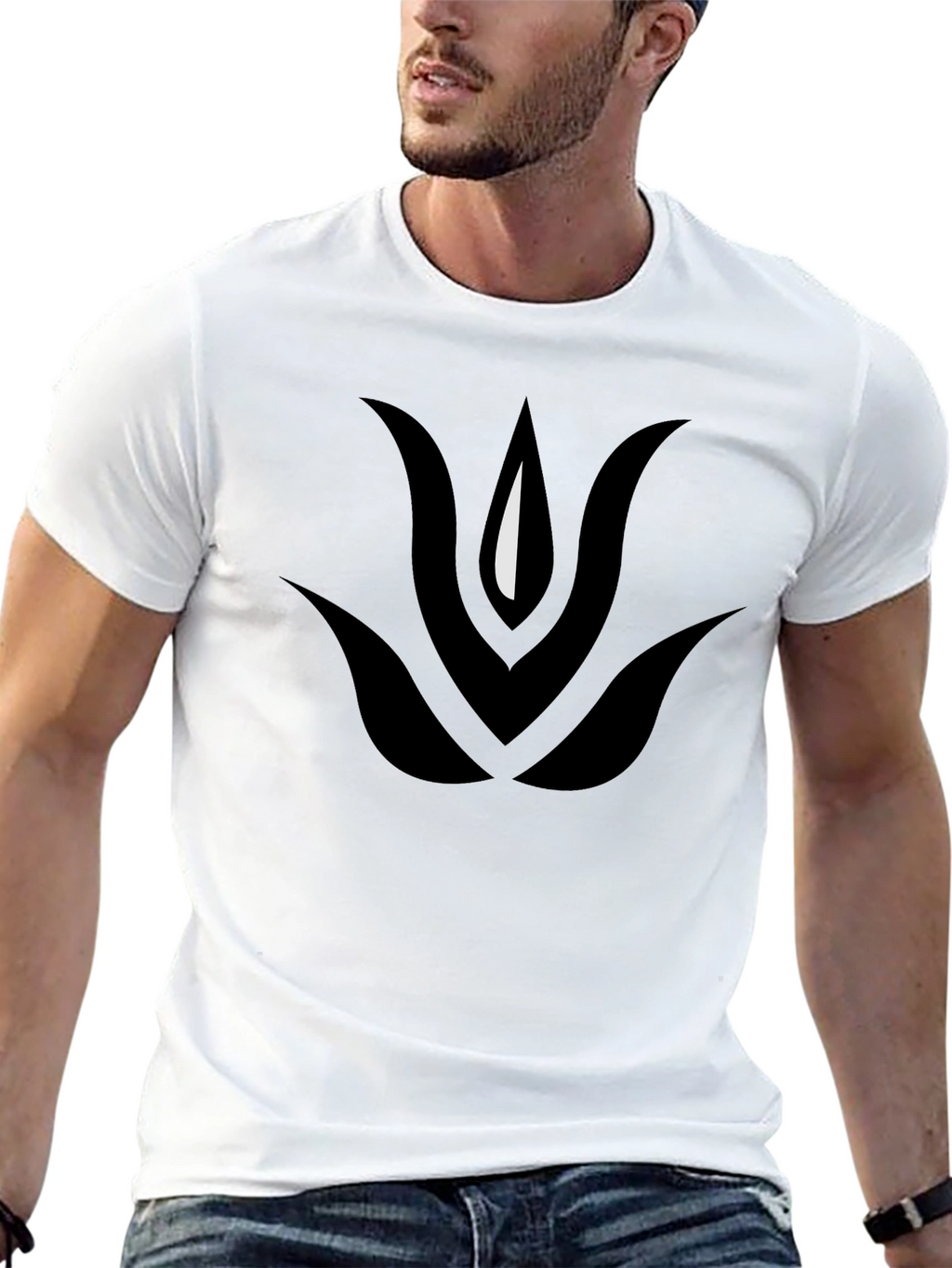 Black T-Shirt with Abstract Floral Graphic