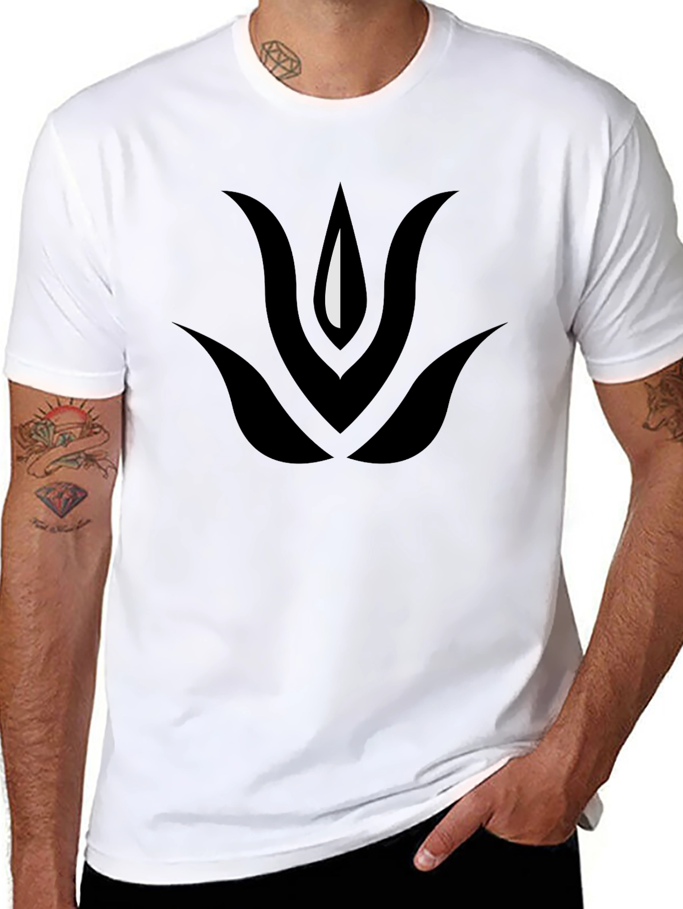 Black T-Shirt with Abstract Floral Graphic