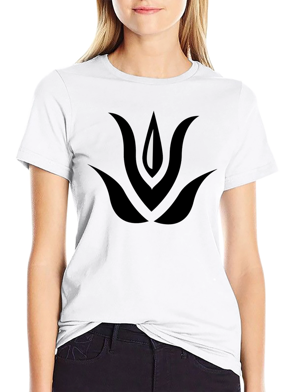 Black T-Shirt with Abstract Floral Graphic