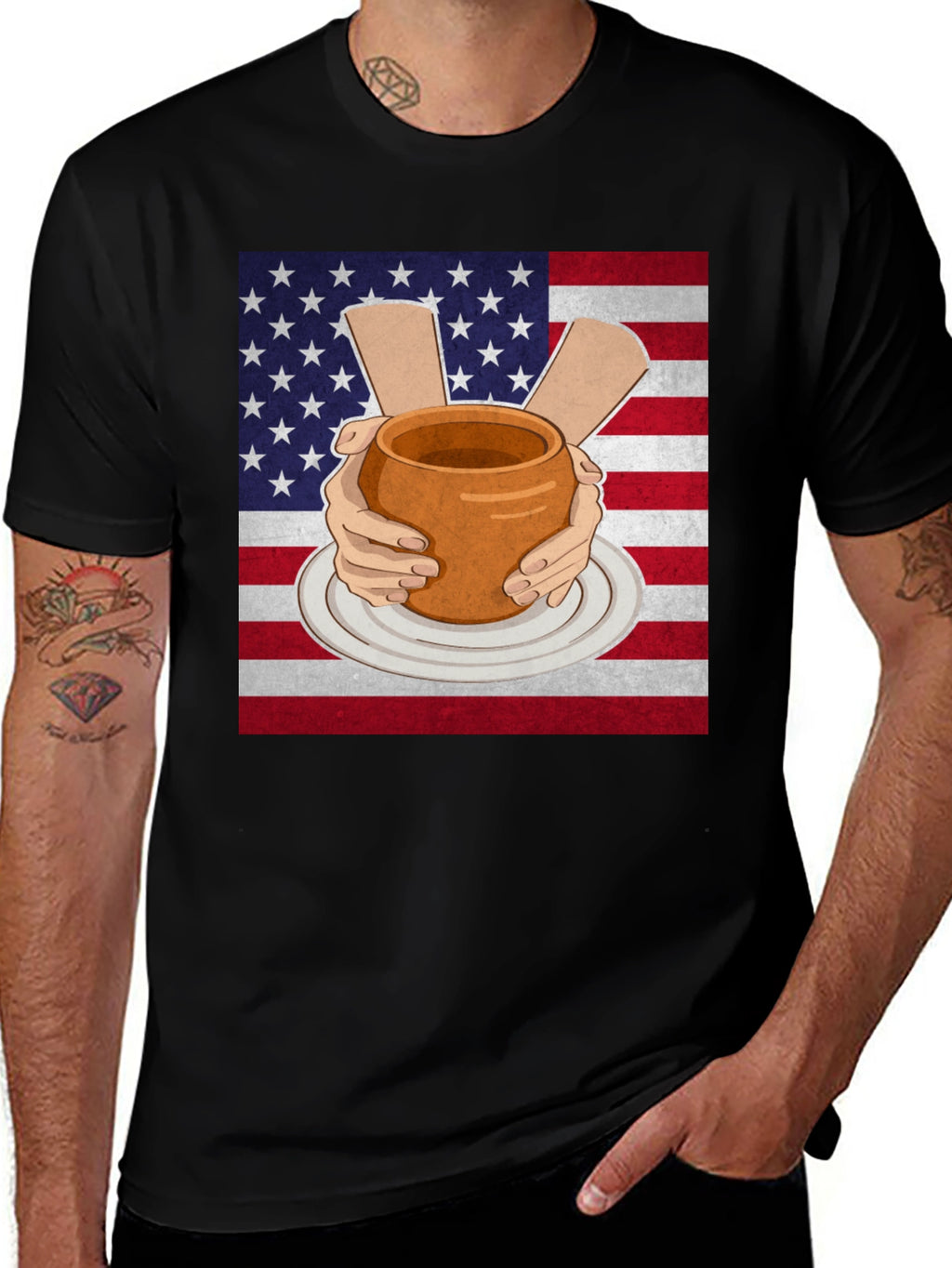 Pottery USA Flag T-Shirt