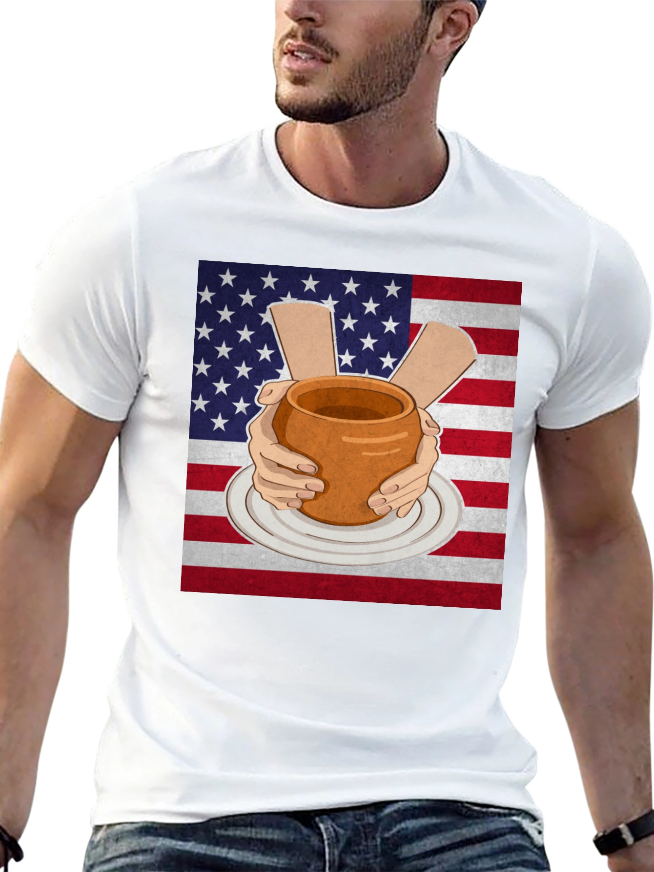 Pottery USA Flag T-Shirt