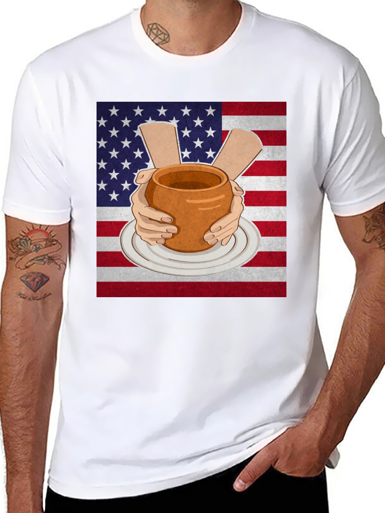 Pottery USA Flag T-Shirt