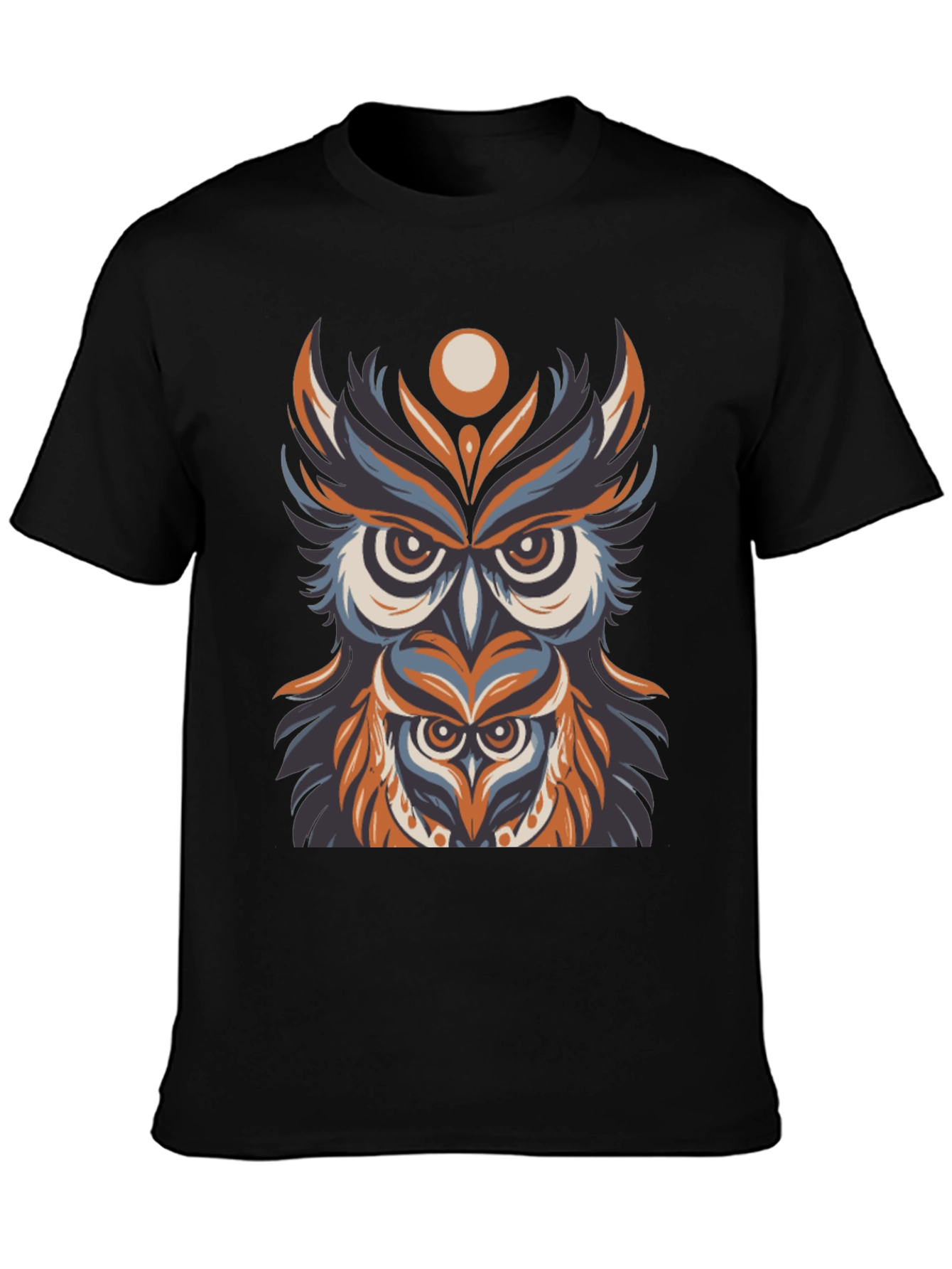 Owl Graphic Print T-Shirt - Black