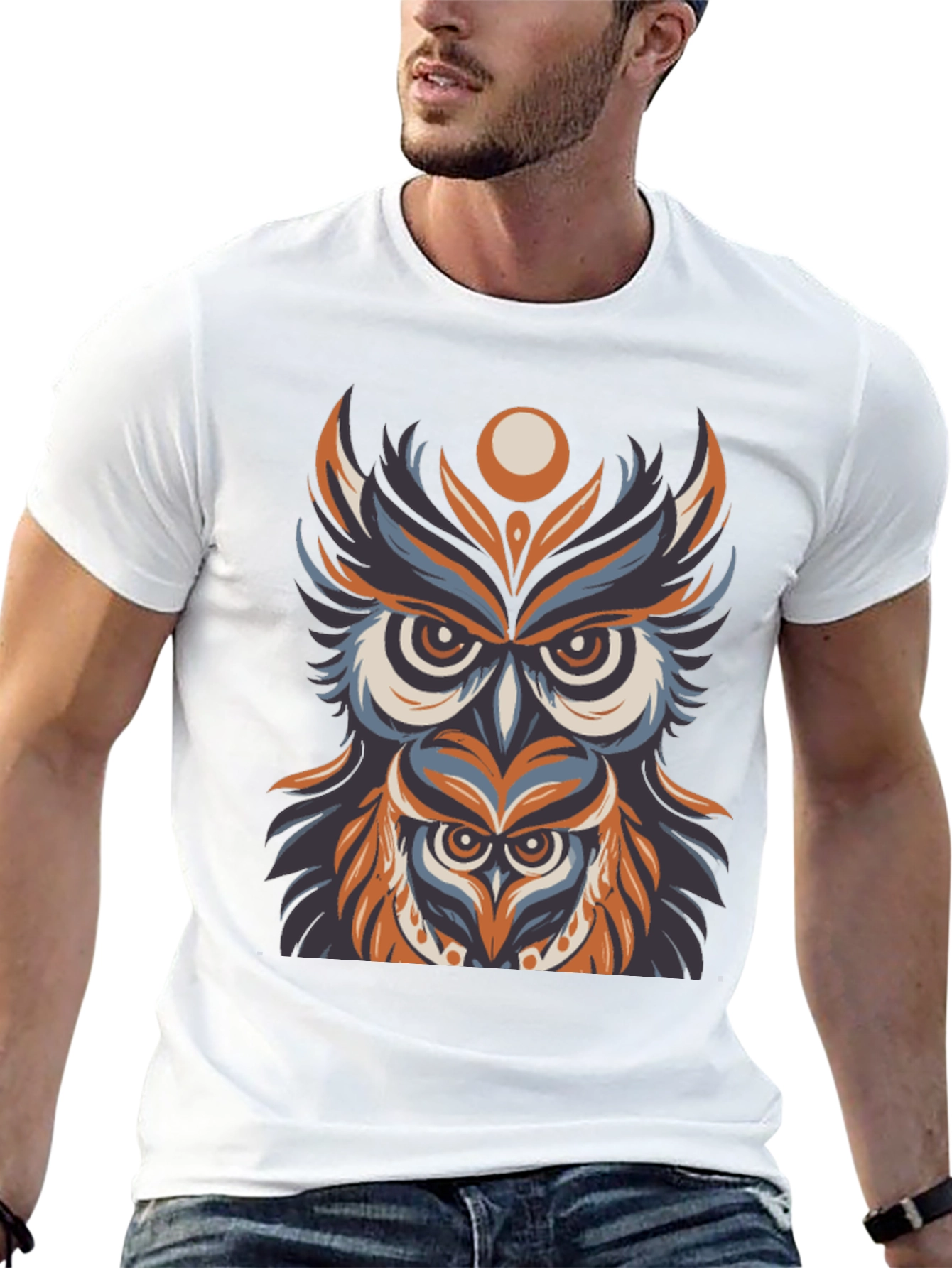 Owl Graphic Print T-Shirt - Black