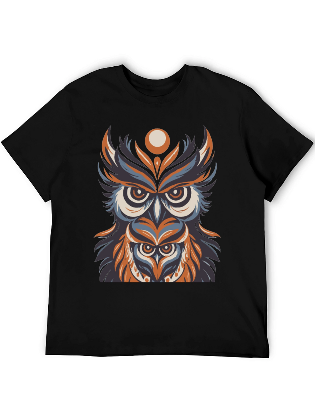 Owl Graphic Print T-Shirt - Black