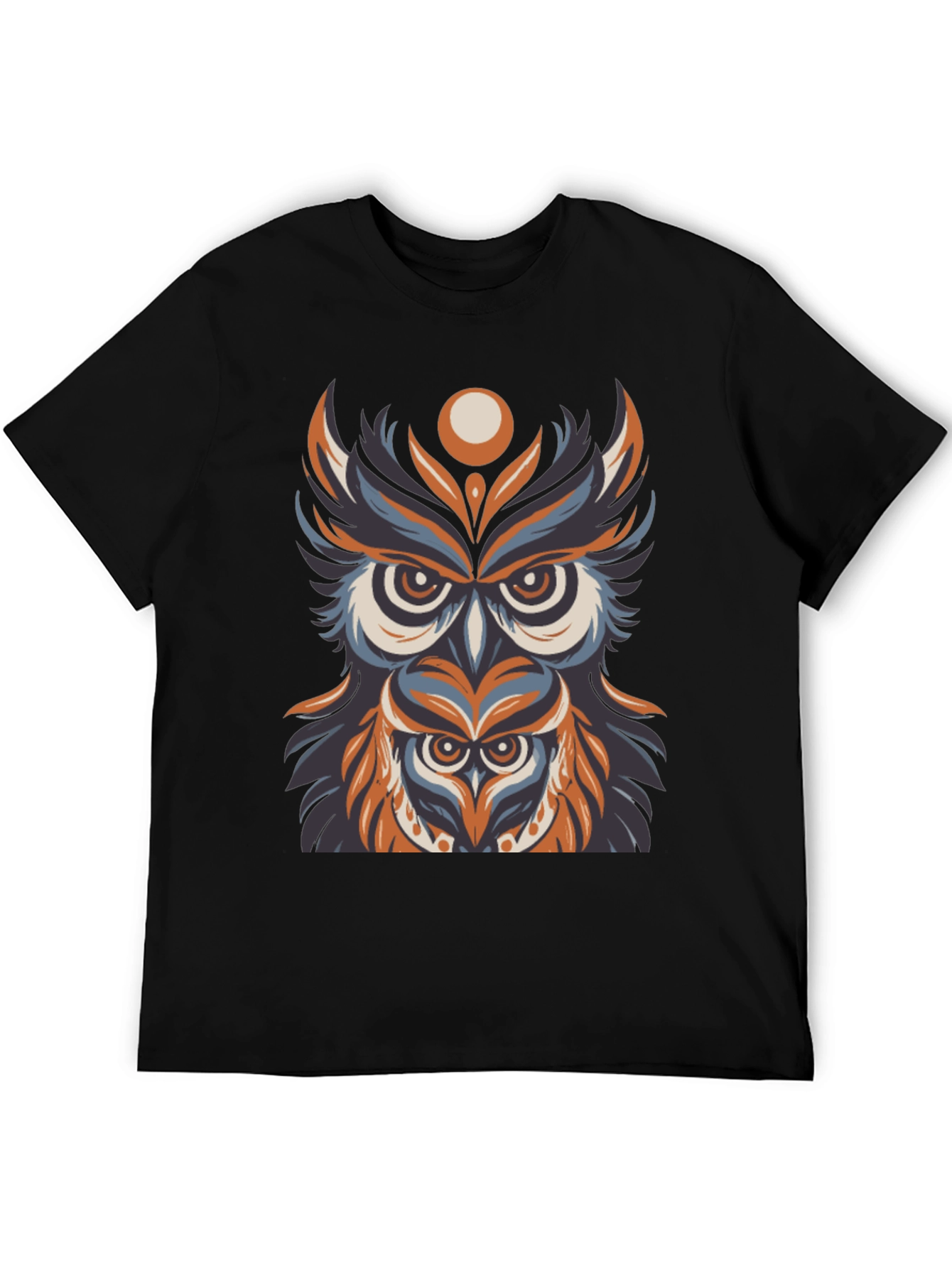 Owl Graphic Print T-Shirt - Black