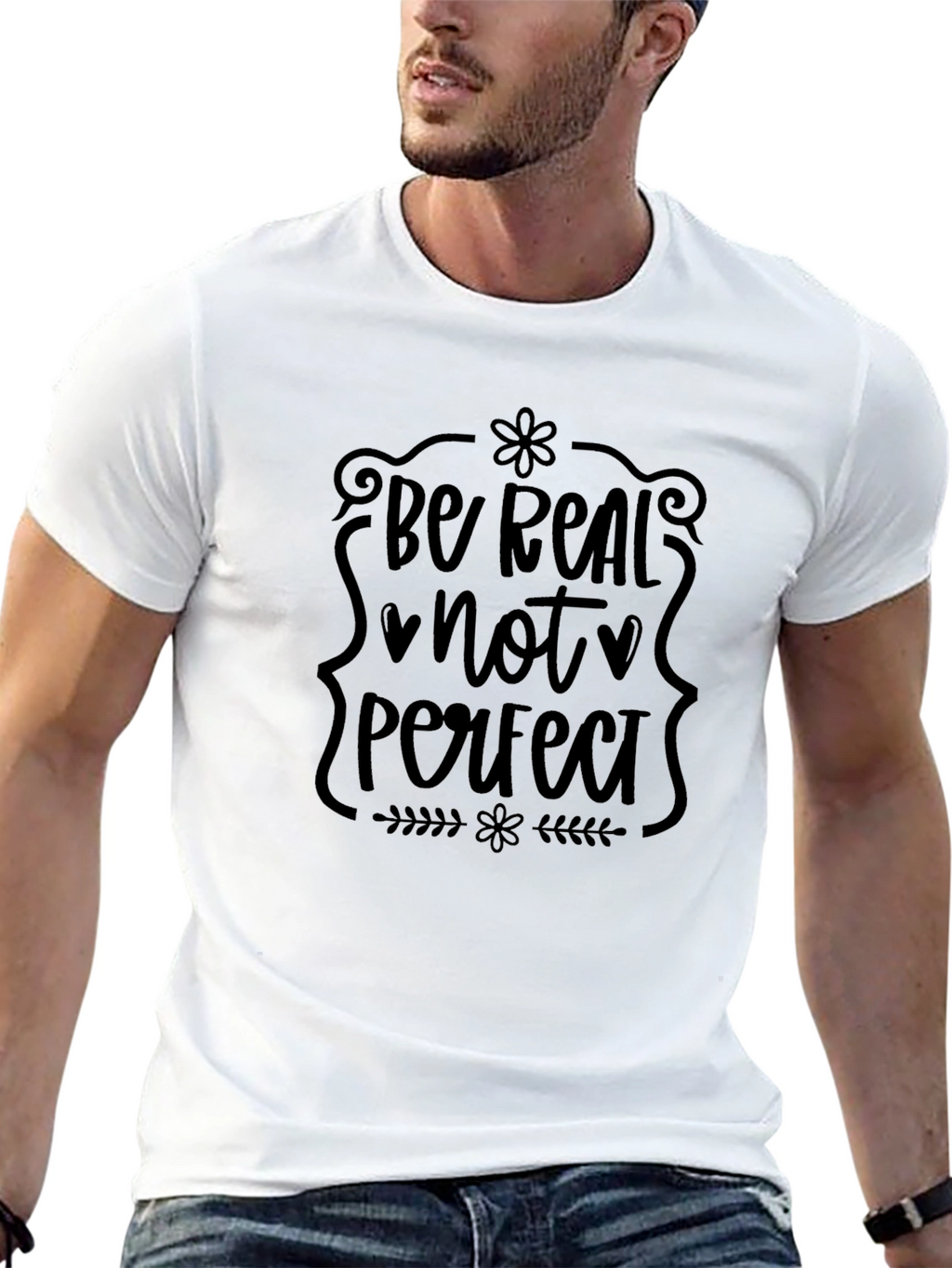 Be Real Not Perfect Graphic Tee - Black