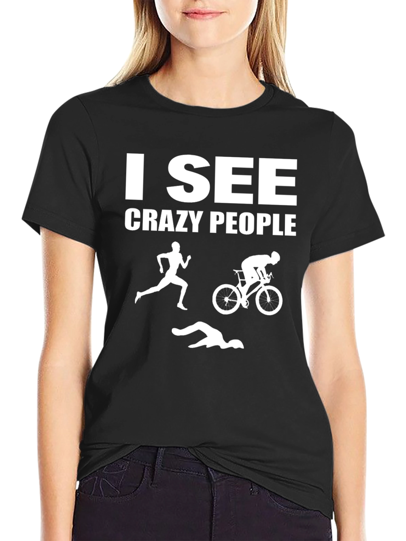 I See Crazy People Triathlon T-Shirt - Black