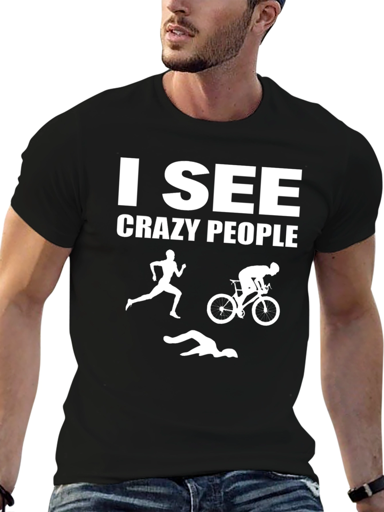 I See Crazy People Triathlon T-Shirt - Black