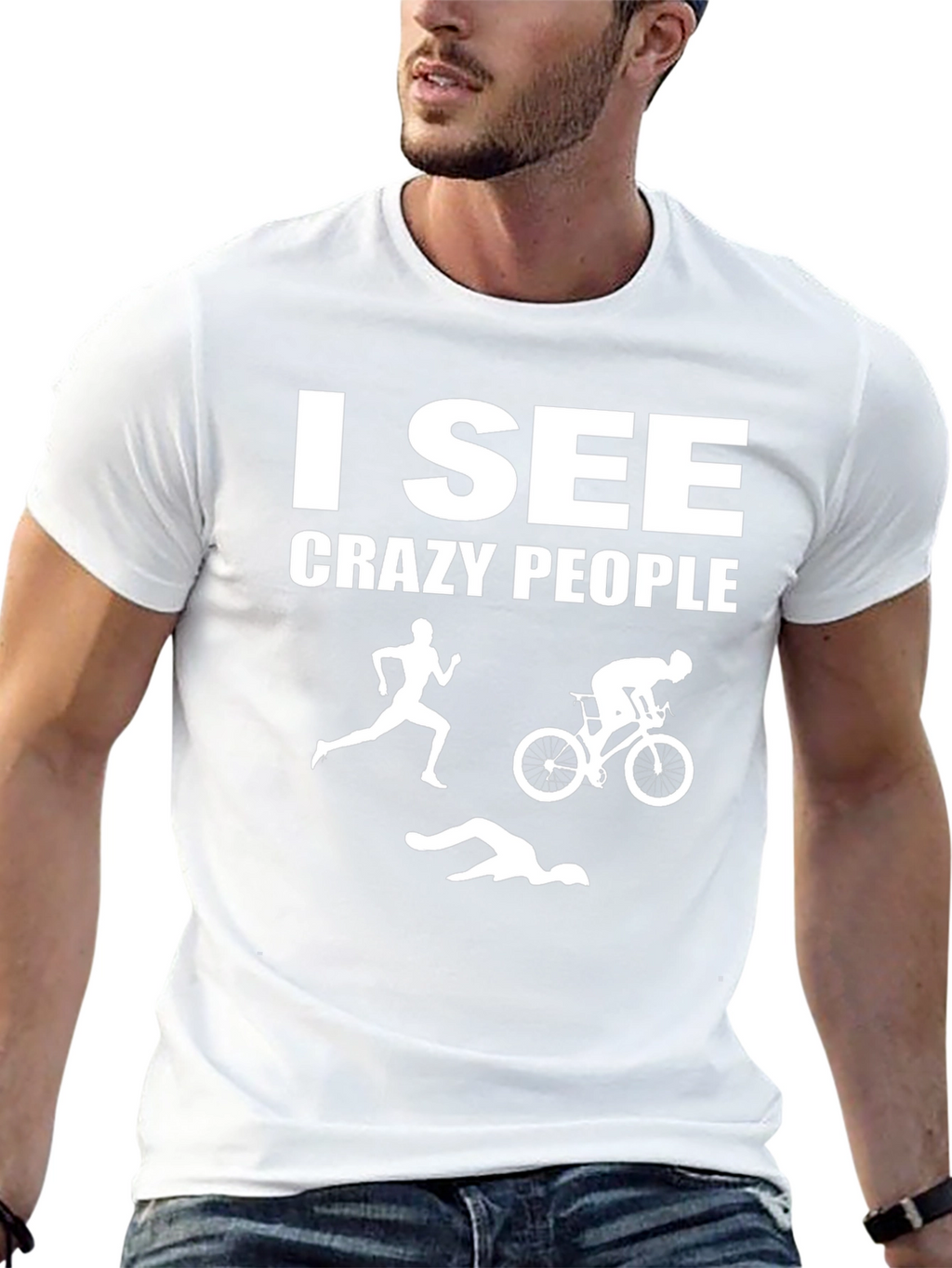 I See Crazy People Triathlon T-Shirt - Black