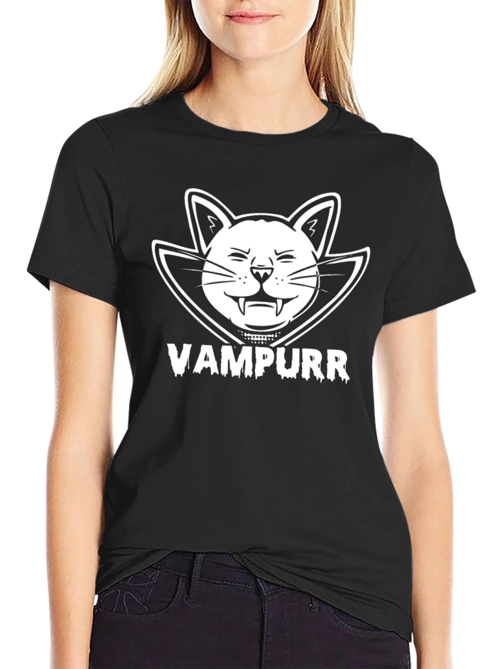 Vampurr Cat Graphic T-Shirt - Funny Halloween Tee