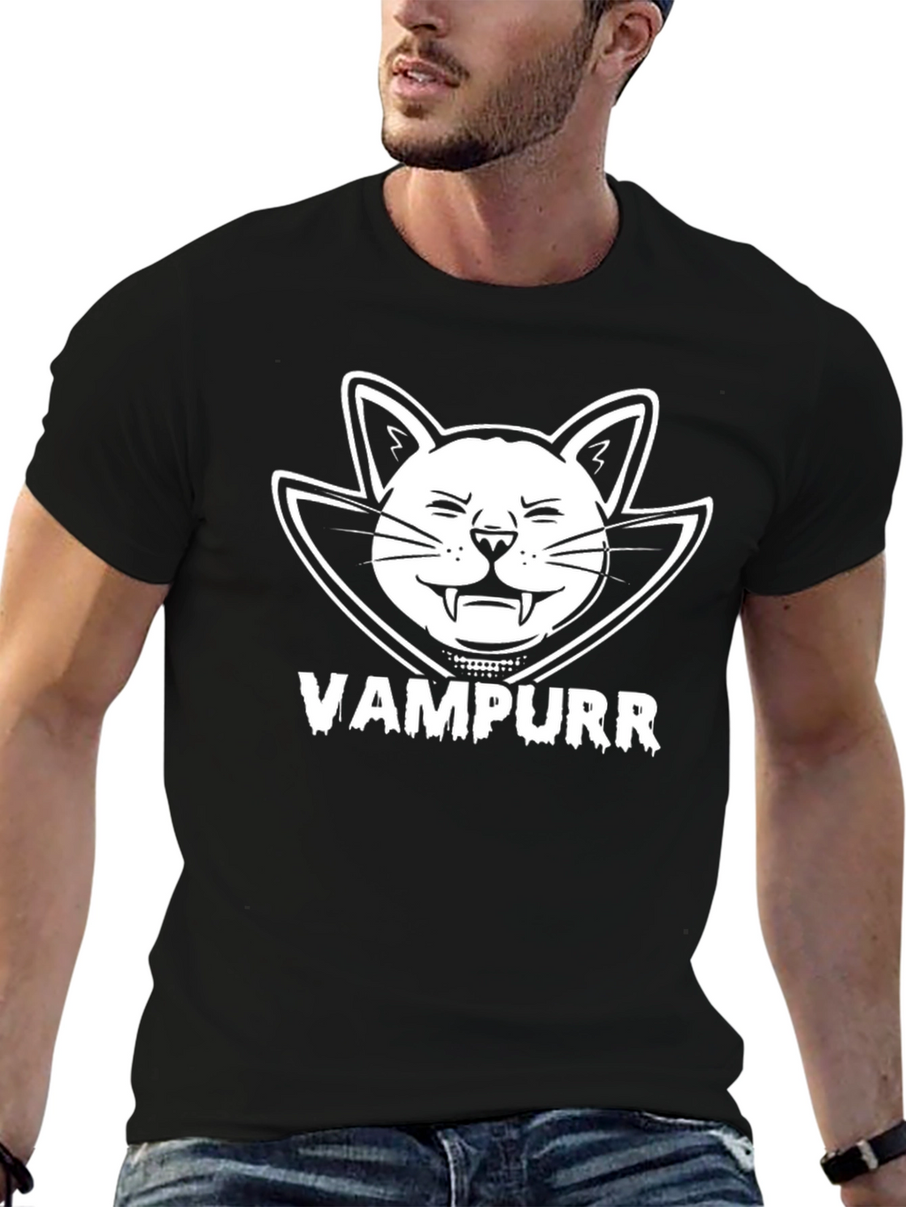 Vampurr Cat Graphic T-Shirt - Funny Halloween Tee